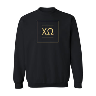 Chi Omega Greek Letter Block Crewneck Sweatshirt - Black