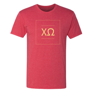 Chi Omega Greek Letter Block Triblend T-Shirt - Vintage Red