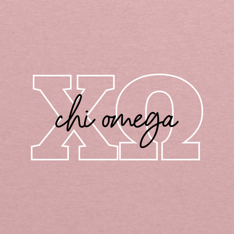 Chi Omega Greek Outline Overlay Womens Triblend T-Shirt - Desert Pink