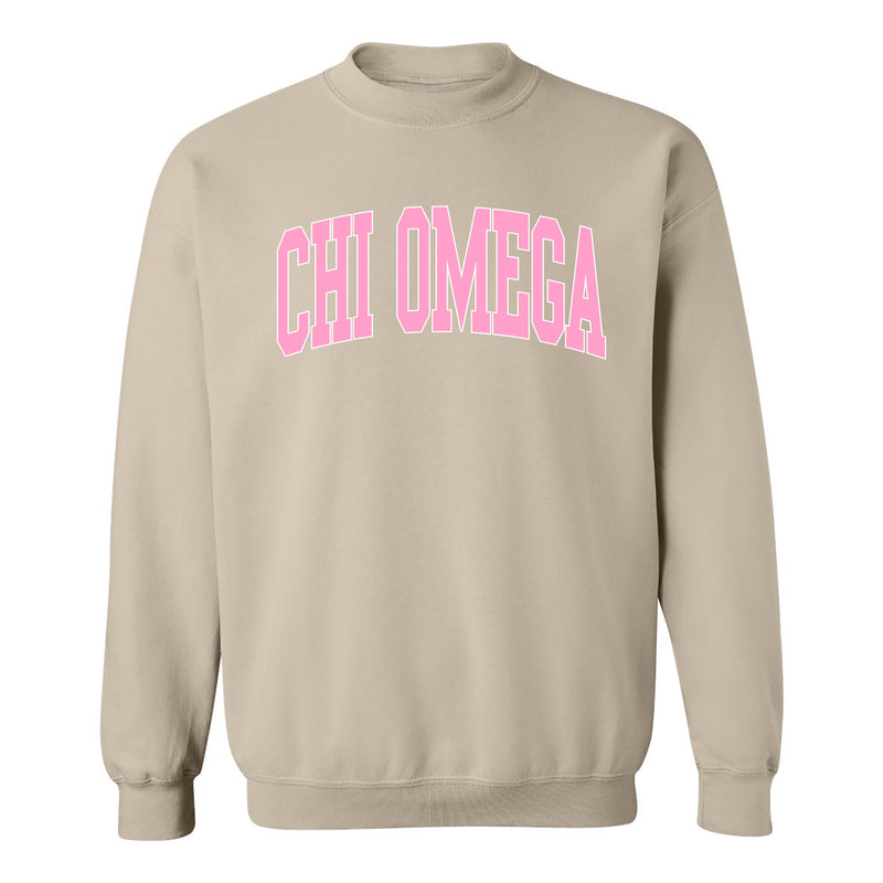 Chi Omega Greek Mega Arch Crewneck Sweatshirt - Sand