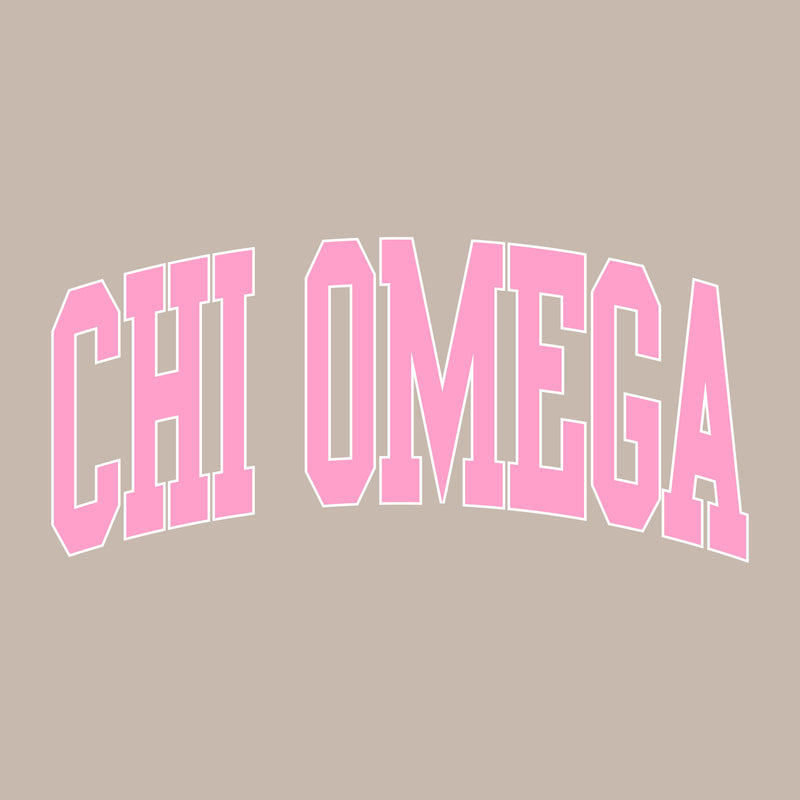 Chi Omega Greek Mega Arch Crewneck Sweatshirt - Sand
