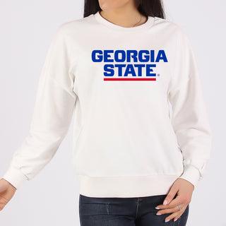 Georgia State Basic Block Crewneck - White