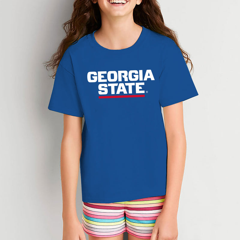 Georgia State University Panthers Basic Block Youth Short Sleeve T Shirt - Royal