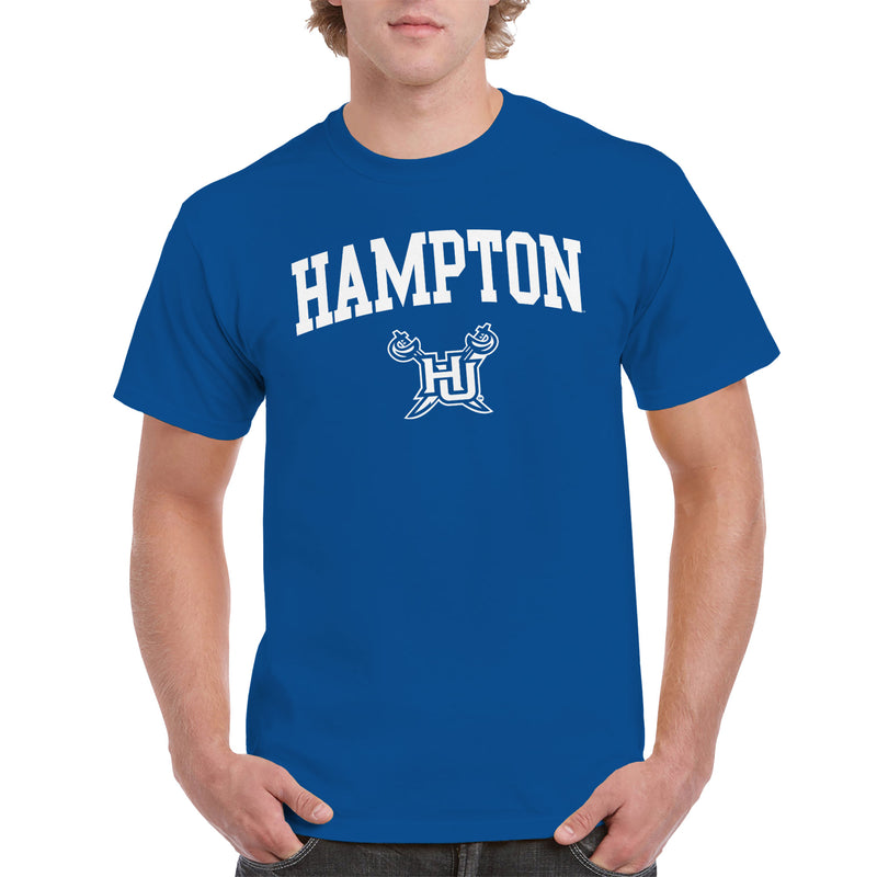 Hampton University Pirates Arch Logo Short Sleeve T-Shirt - Royal