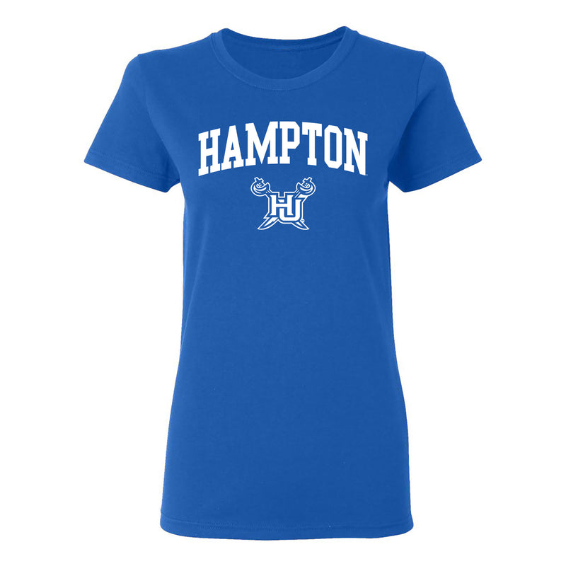 Hampton University Pirates Arch Logo Women's Short Sleeve T Shirt - Royal