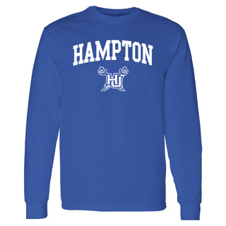 Hampton University Pirates Arch Logo Long Sleeve T-Shirt - Royal