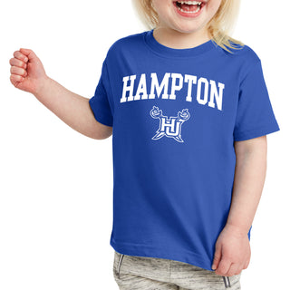 Hampton University Pirates Arch Logo Toddler Short Sleeve T Shirt - Royal