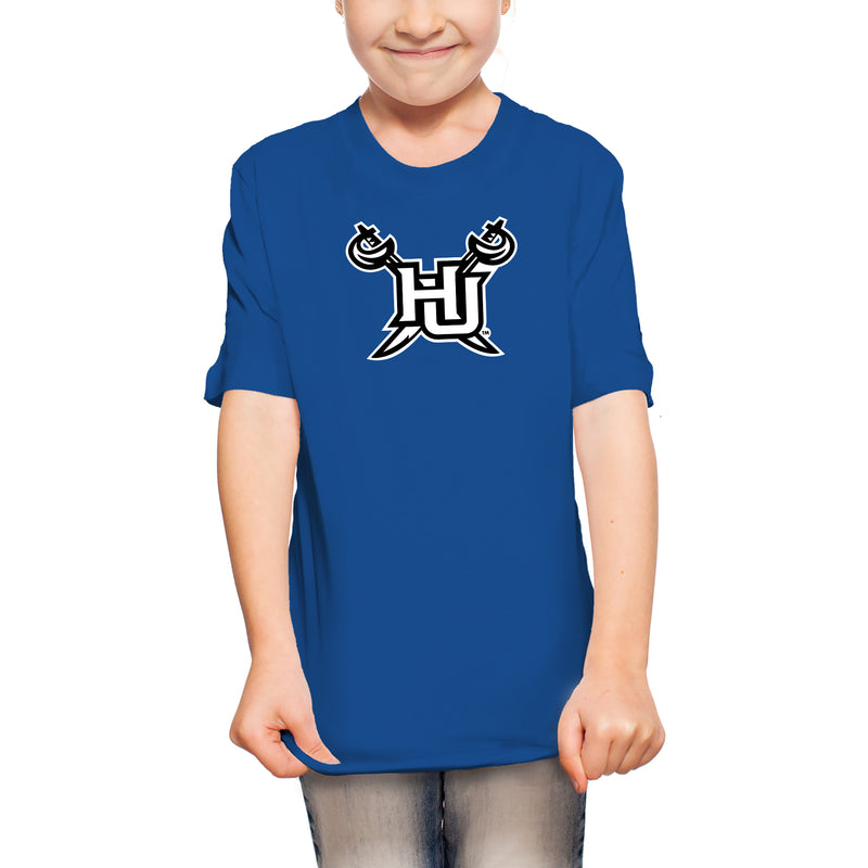 Hampton University Primary Logo Youth Short Sleeve T Shirt - Royal