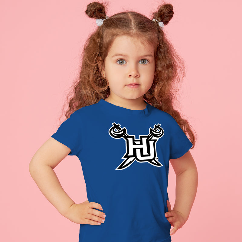 Hampton University Pirates Primary Logo Toddler Short Sleeve T Shirt - Royal