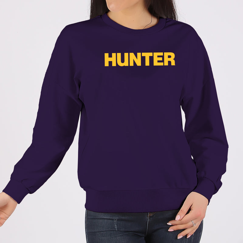 Hunter College Hawks Basic Block Crewneck Sweatshirt - Purple