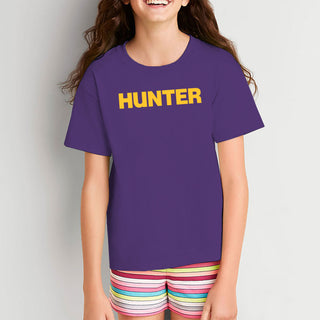 Hunter College Hawks Basic Block Youth T Shirt - Purple