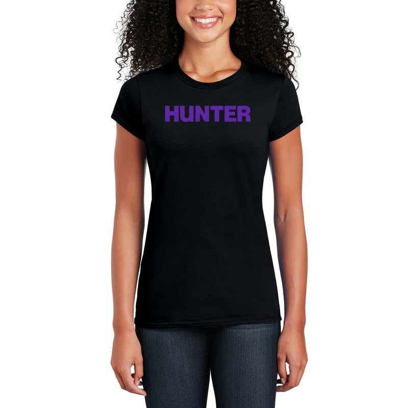 Hunter College Hawks Basic Block Women's T Shirt - Black