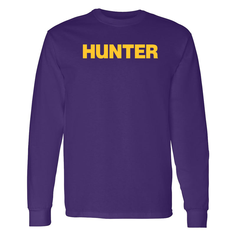 Hunter College Hawks Basic Block Long Sleeve T Shirt - Purple