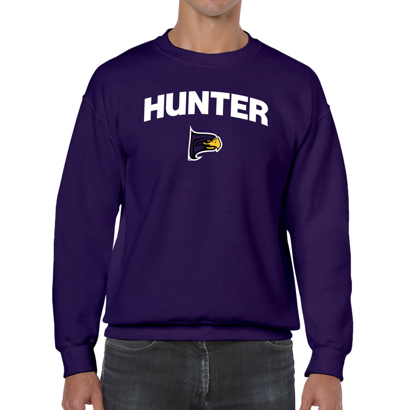Hunter College Hawks Arch Logo Crewneck Sweatshirt - Purple