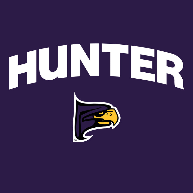 Hunter College Hawks Arch Logo Long Sleeve T Shirt - Purple