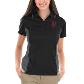 Indiana Hoosiers Primary Logo Women's Color Blocked Wicking Polo - Black/Slate