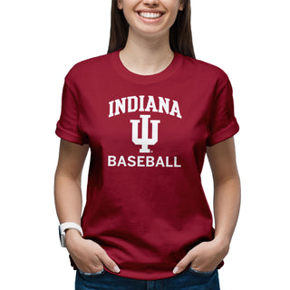 Indiana University Hoosiers Arch Logo Baseball Short Sleeve T Shirt - Cardinal