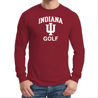 Indiana University Hoosiers Arch Logo Golf Long Sleeve T Shirt - Cardinal