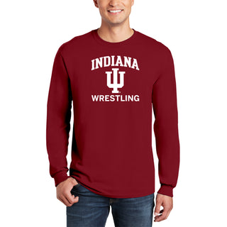 Indiana University Hoosiers Arch Logo Wrestling Long Sleeve T Shirt - Cardinal