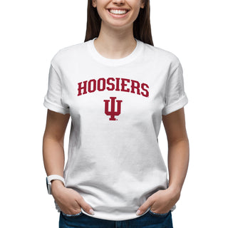 Indiana University Hoosiers Mascot Arch Logo Short Sleeve T Shirt - White