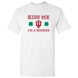 Indiana University Hoosiers Kiss Me I'm a Hoosier Basic Cotton Short Sleeve T Shirt - White