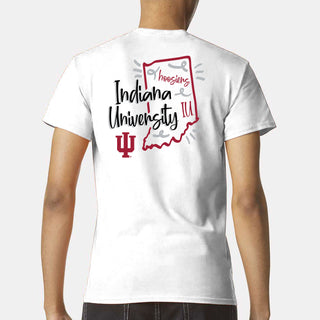 Indiana University Hoosiers Playful Sketch Basic Cotton Short Sleeve T Shirt - White