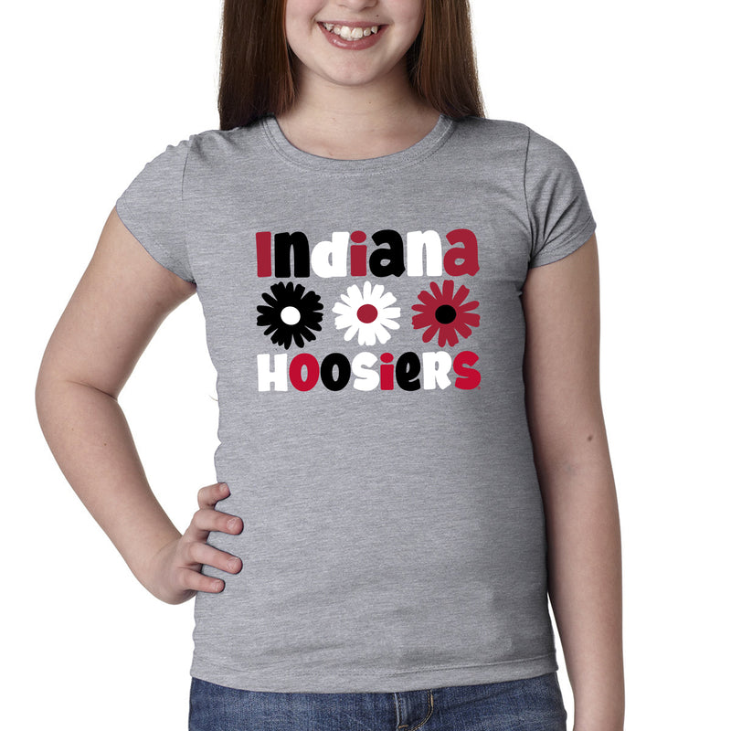 Indiana Daisy Dot Girls Princess T-Shirt - Heather Grey