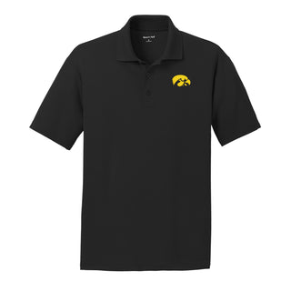 University of Iowa Hawkeye Logo Left Chest RacerMesh Polo - Black