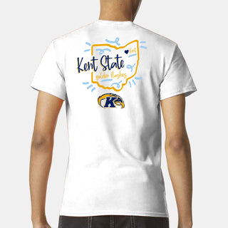 Kent State University Golden Flashes Playful Sketch Cotton Short Sleeve T Shirt - White