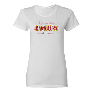 Loyola University Chicago Ramblers Floral Women's Short Sleeve T Shirt - White