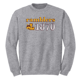 Loyola University Chicago Ramblers Throwback Year Stripe Heavy Blend Crewneck - Sport Grey