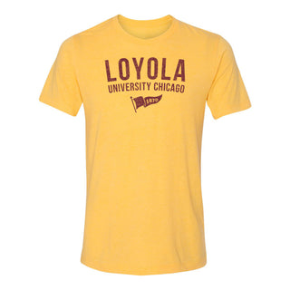 Loyola University Chicago Ramblers 1870 Banner Canvas Short Sleeve Triblend T-Shirt - Yellow Gold