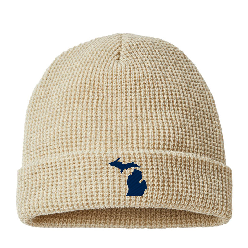 MI Silhouette Waffle Cuffed Knit Hat - Birch