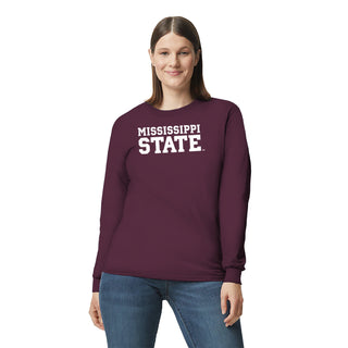 Mississippi State Basic Block Long Sleeve - Maroon