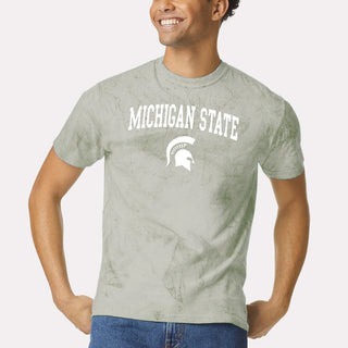 Michigan State Arched Colorblast Heavyweight T-Shirt - Fern