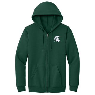 Michigan State University Spartans Primary Logo Left Chest Full-Zip Hoodie - Forest