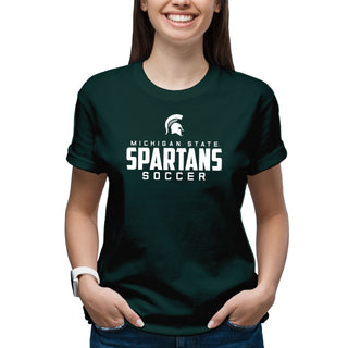 Michigan State University Spartans Mascot Wordmark Soccer Short Sleeve T Shirt - Forest