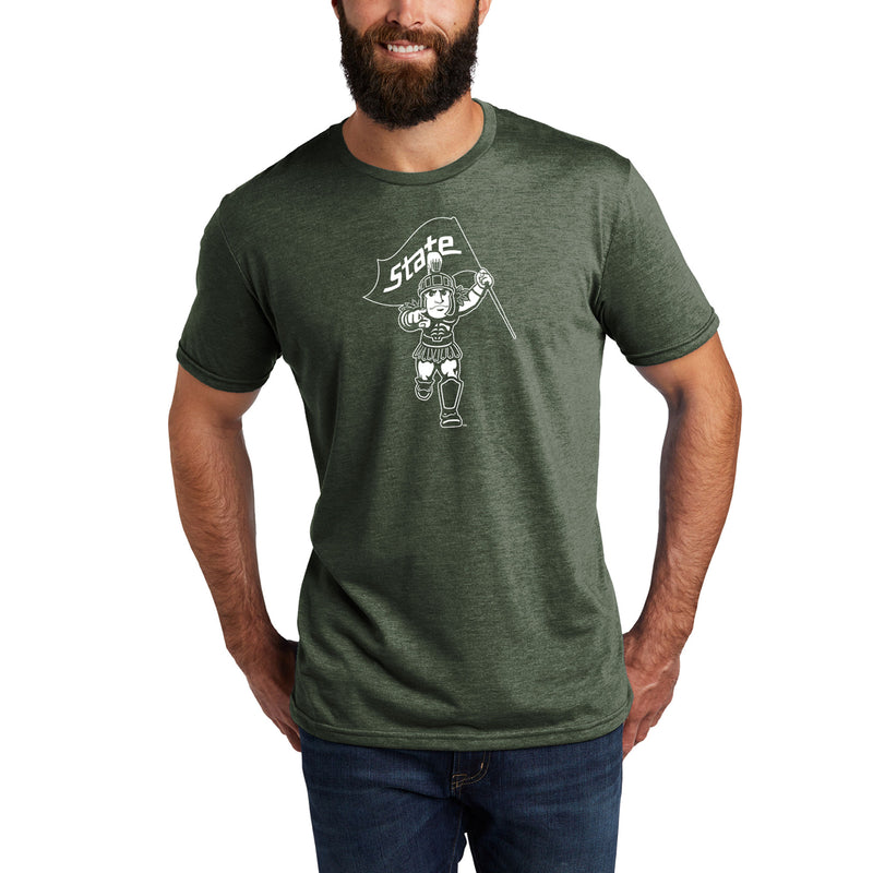 MSU Sparty Flag Unisex Triblend T-Shirt - Herb Green