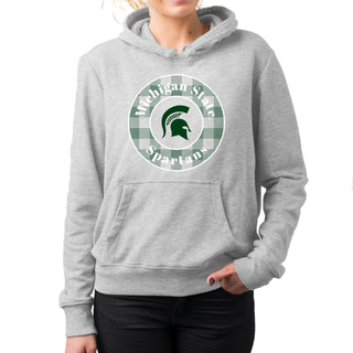 MSU Plaid Circle Hoodie - Sport Grey