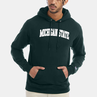 MSU Arch Applique Champion Powerblend Hoodie - Dark Green