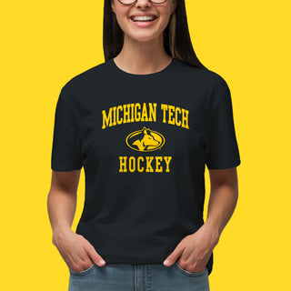 Michigan Tech Arch Logo Hockey T-Shirt - Black