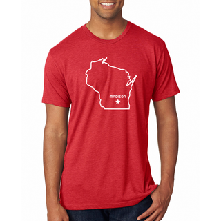 Madison WI Outline Triblend T-Shirt - Vintage Red