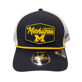 Michigan Wolverines Patch New Era 9SEVENTY Trucker Rope Stretch Snap Navy