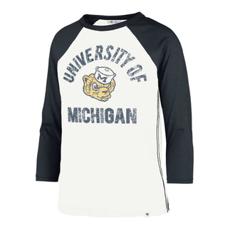 47 Brand Michigan Wolverines Retro Daze Womens Ava Raglan - Vintage Oatmeal