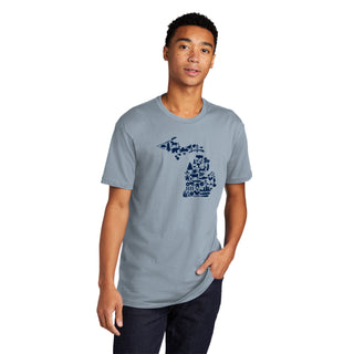 Michigan State Shapes Premium Cotton T-Shirt - Stonewash Denim