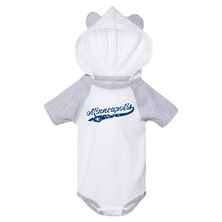 Minneapolis Baseball Script Bear Ears Creeper - White / Heather