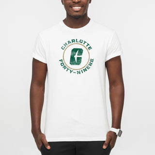 UNC Charlotte Forty-Niners Distressed Circle Logo Short Sleeve T Shirt - White