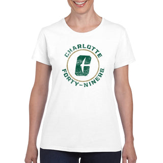 UNC Charlotte Forty-Niners Distressed Circle Logo Womens Short Sleeve T Shirt - White