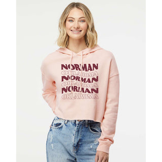 Norman OK Twist Womens Crop Hoodie - Blush