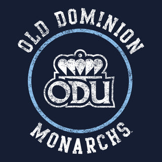 Old Dominion University Monarchs Distressed Circle Logo Basic Cotton Short Sleeve T Shirt - Navy